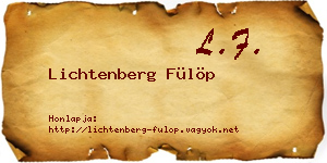 Lichtenberg Fülöp névjegykártya